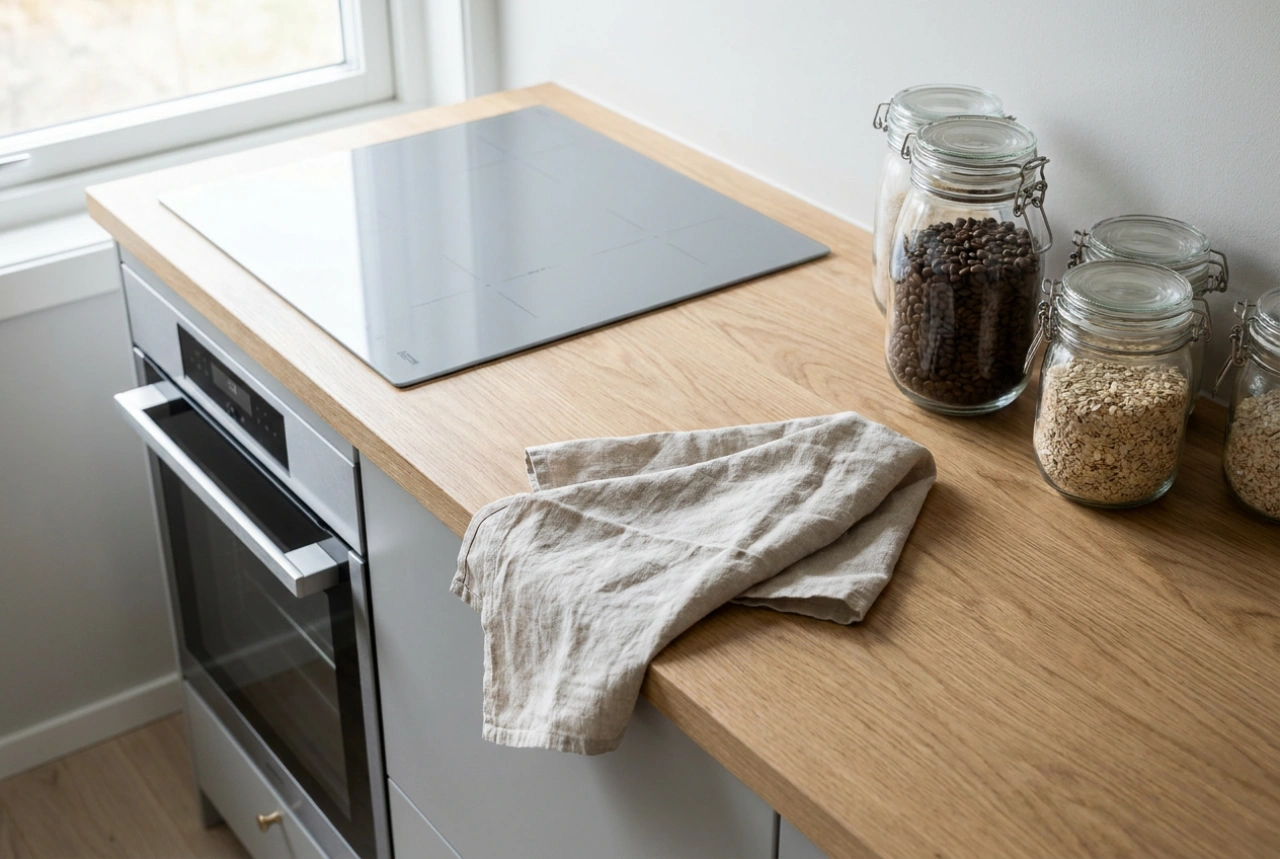 Kapea integroitava astianpesukone pieneen keittiöön ja ergonominen tilasuunnittelu
