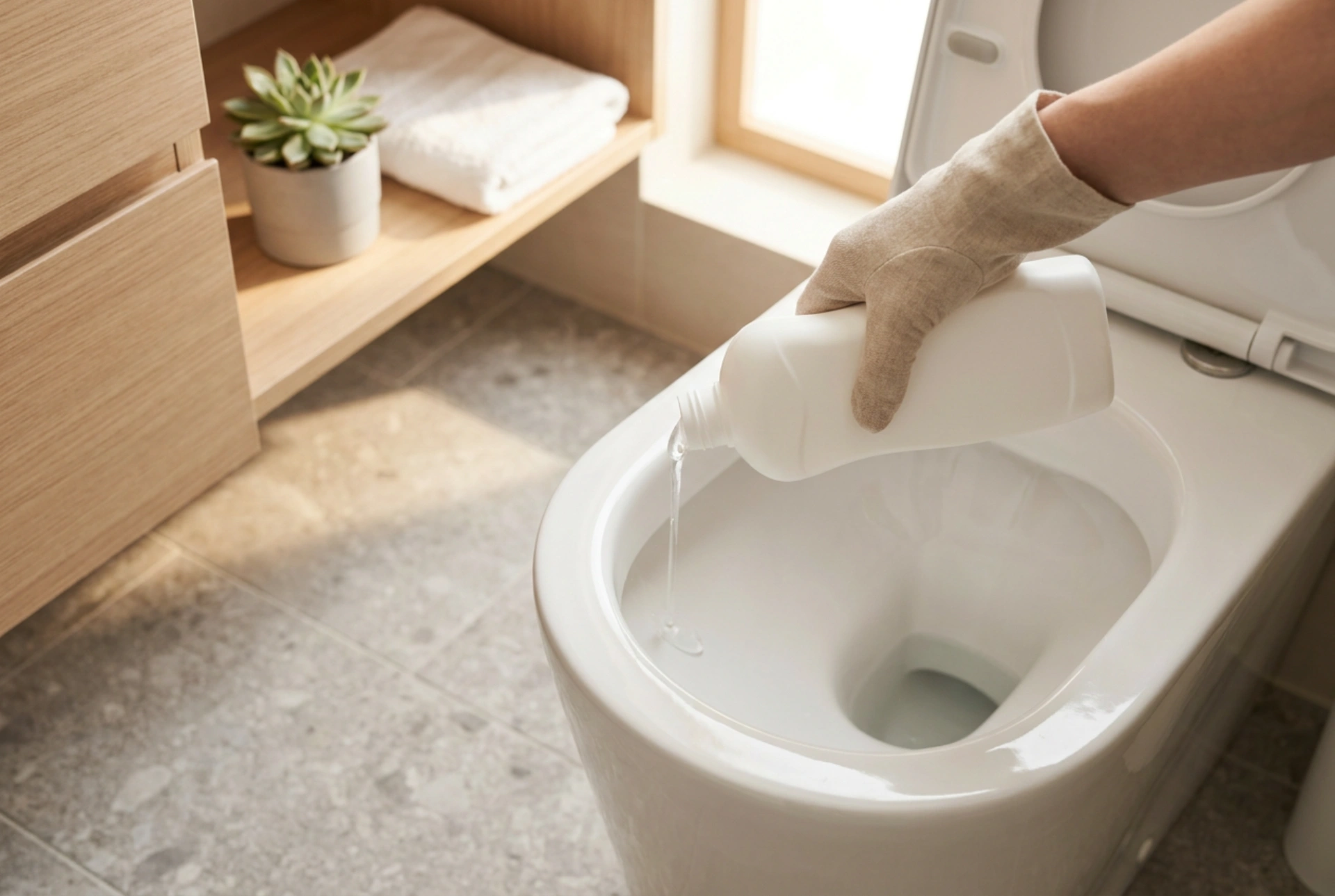 Miten wc-geeliä levitetään oikeaoppisesti huuhtelukauluksen alle
