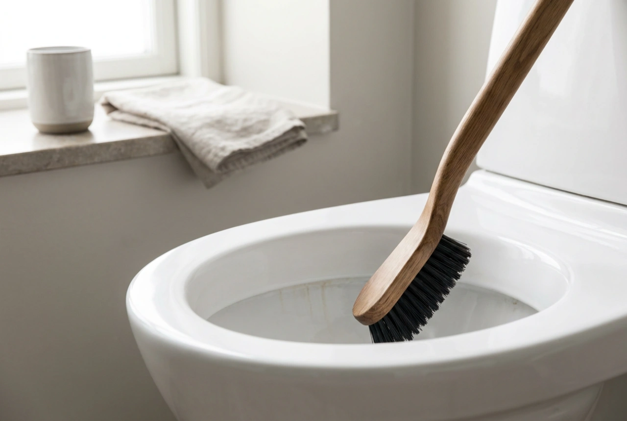 WC-harjan oikea käyttö kalkkisaostumien poistossa