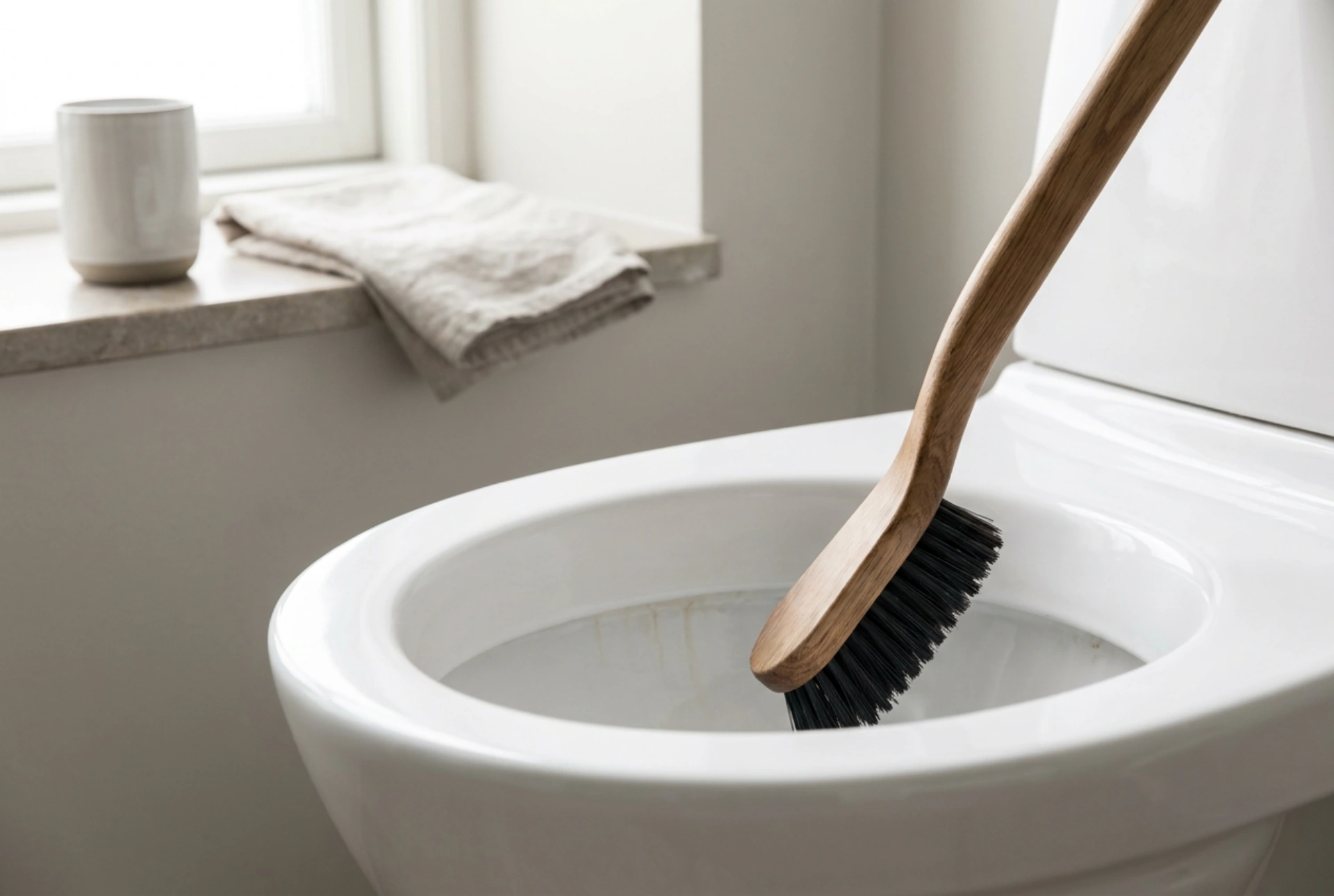 WC-harjan oikea käyttö kalkkisaostumien poistossa