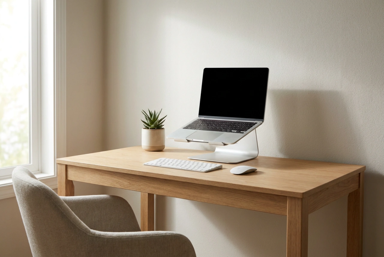 Miten säätää kannettavan tietokoneen teline ergonomisesti selälle ja silmille