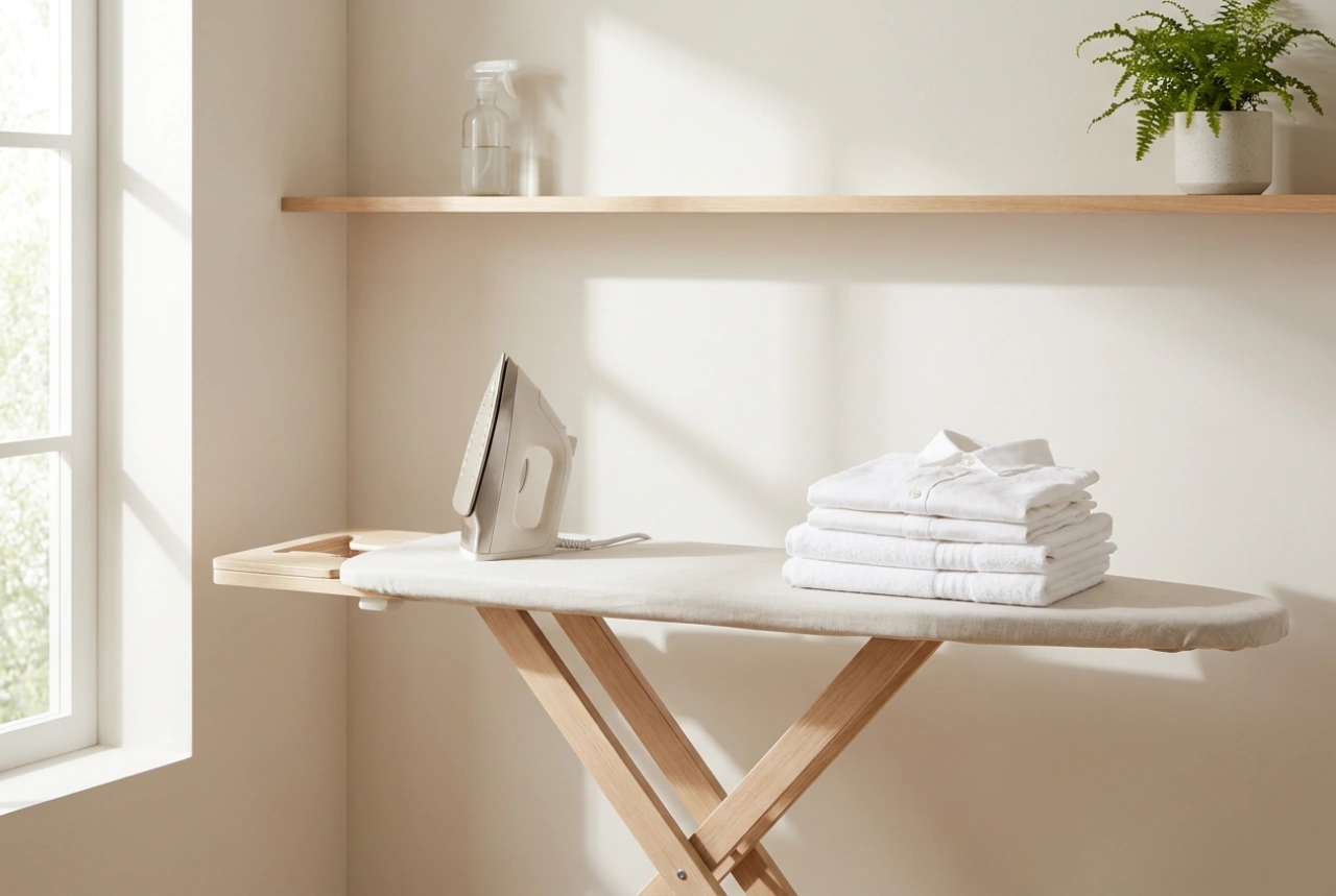 Seinälle asennettava silityslauta ja ergonomisen silityspisteen suunnittelu