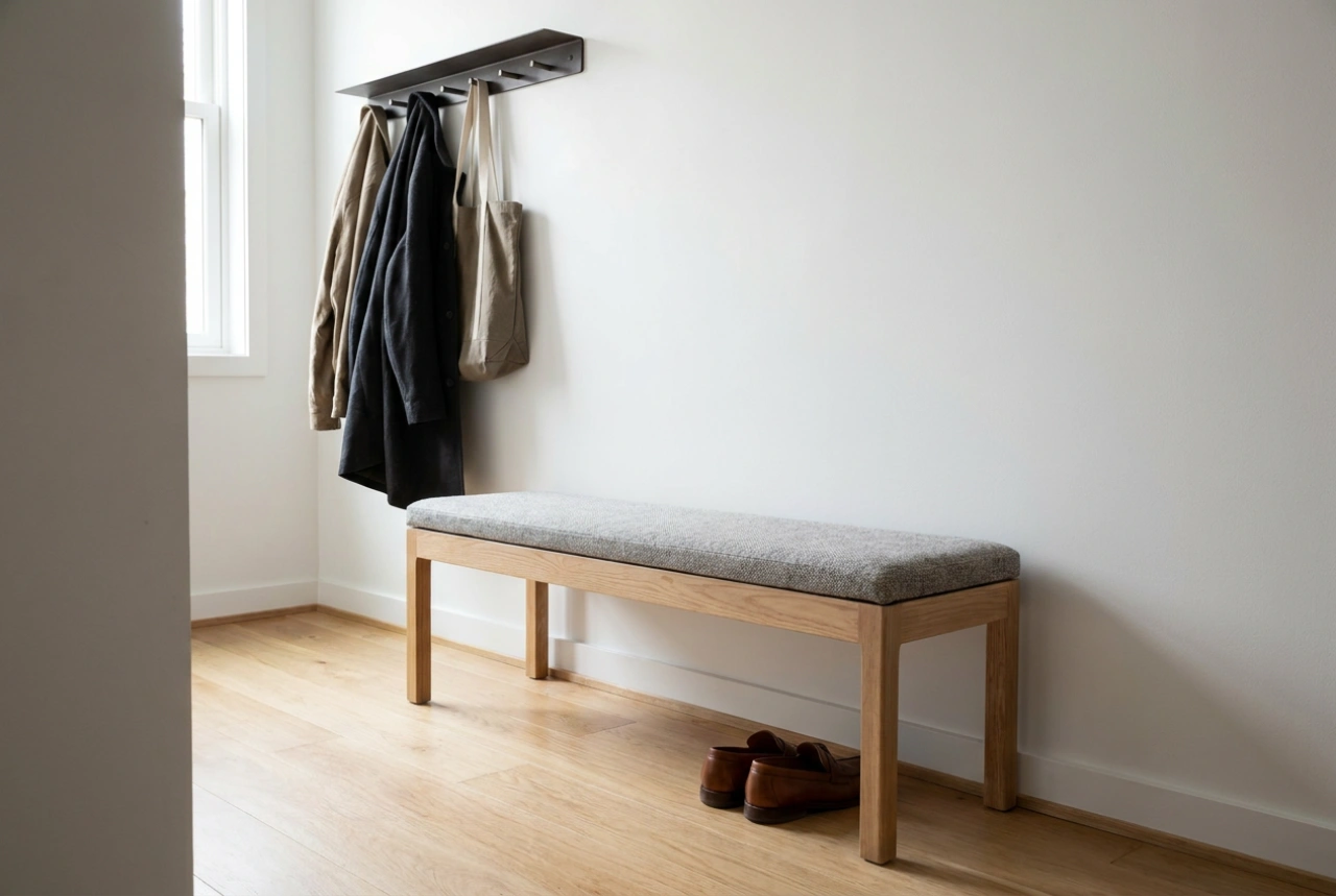 Eteisen istuinpenkki ja kenkien pukemisen ergonomia